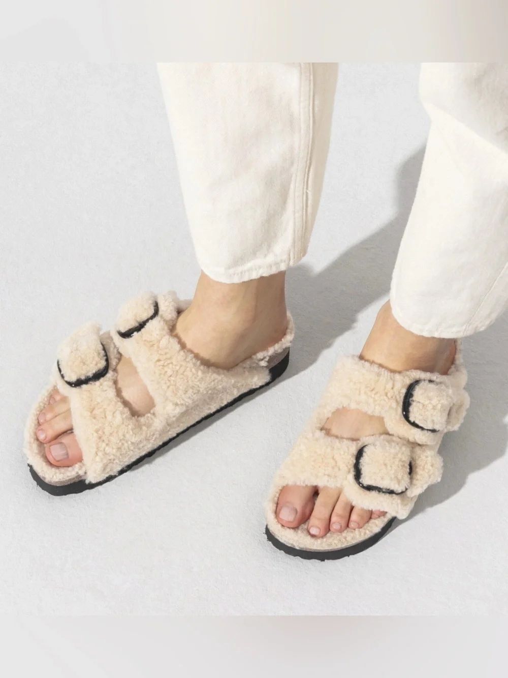 PAPILLIO by Birkenstock Arizona fur shearling sandals slippers shoes eur 39 new